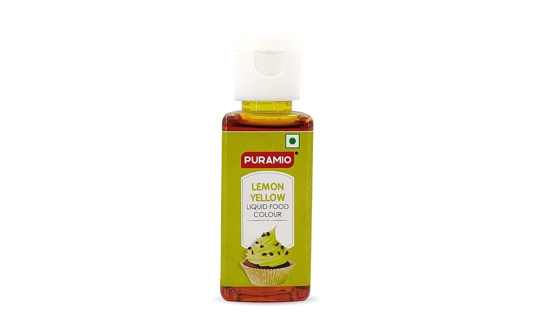 Puramio Lemon Yellow Liquid Food Colour   Pack  50 millilitre